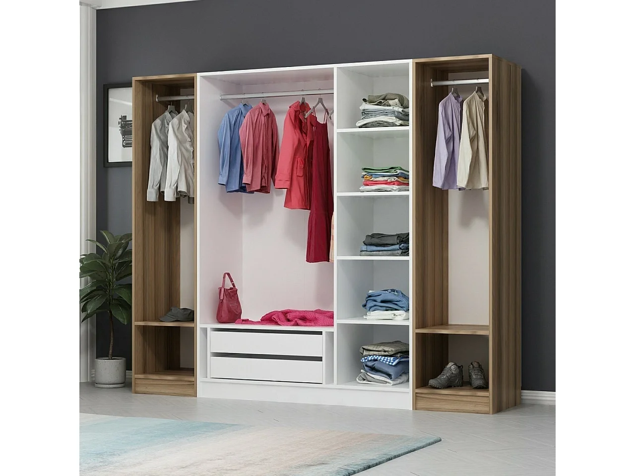 Armario Kale-3076 blanco 225x190x52 cm