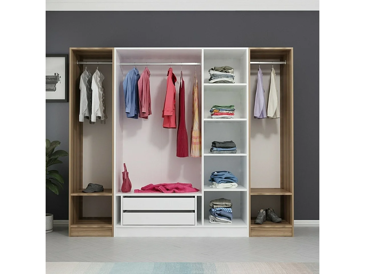 Armario Kale-3076 blanco 225x190x52 cm