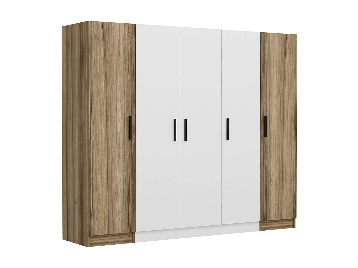 Guardaroba Kailua L250, Bianco|Quercia, 190x225x52cm, Porte guardaroba: Con cerniere