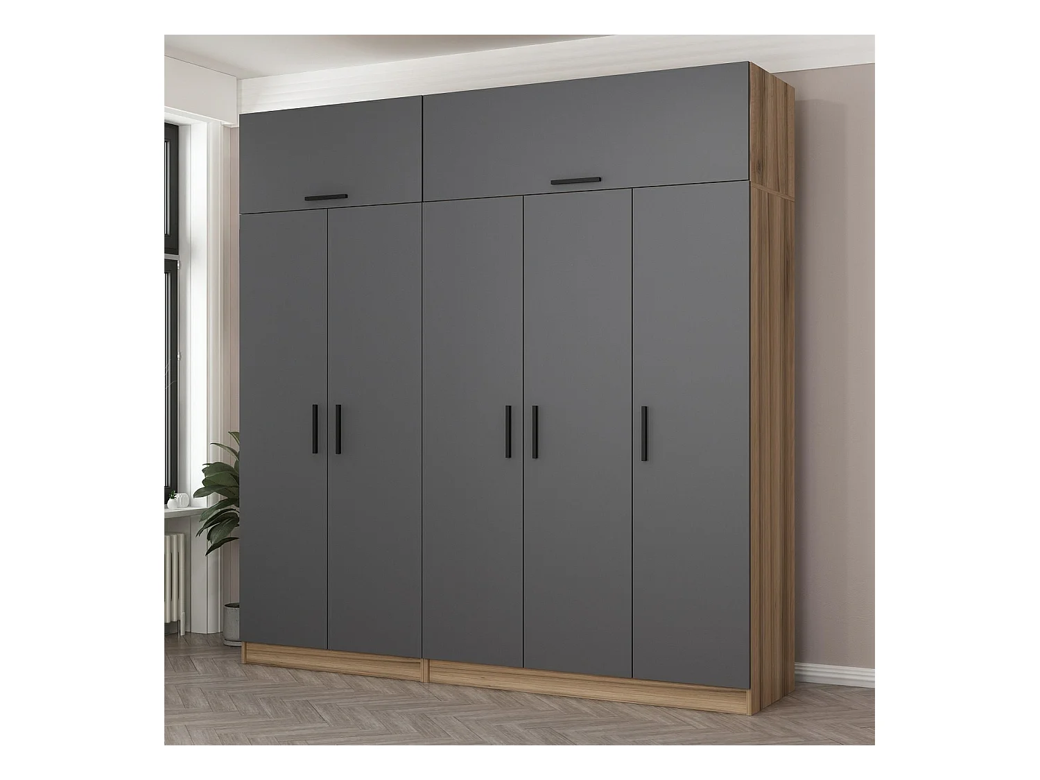 Armario Kale-7529 antracita 225x235x52 cm