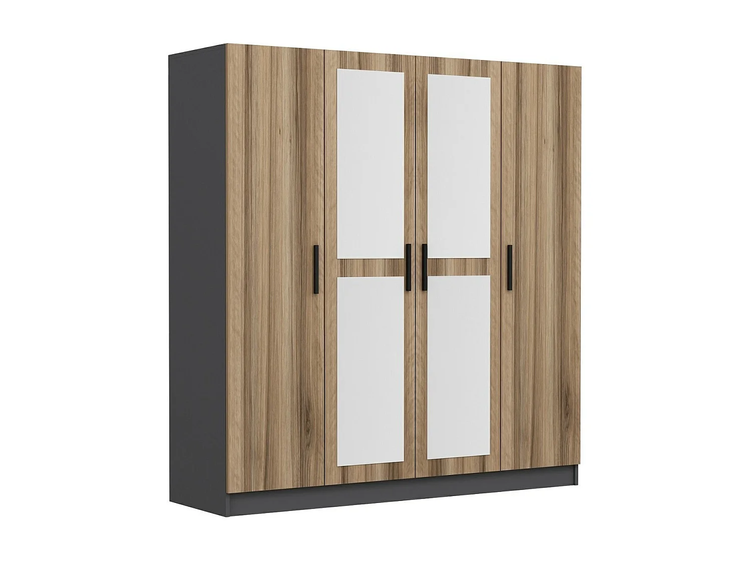 Guardaroba Kailua 966, Antracite|Quercia, 210x180x52cm, Porte guardaroba: Con cerniere