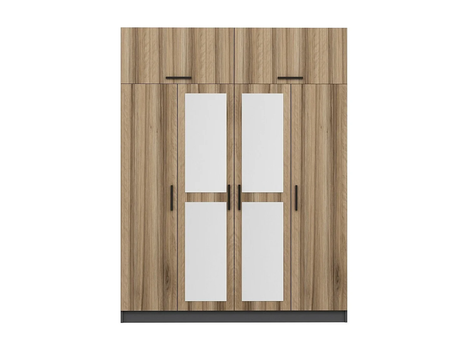 Guardaroba Kailua 1419, Antracite|Quercia, 255x180x52cm, Porte guardaroba: Con cerniere
