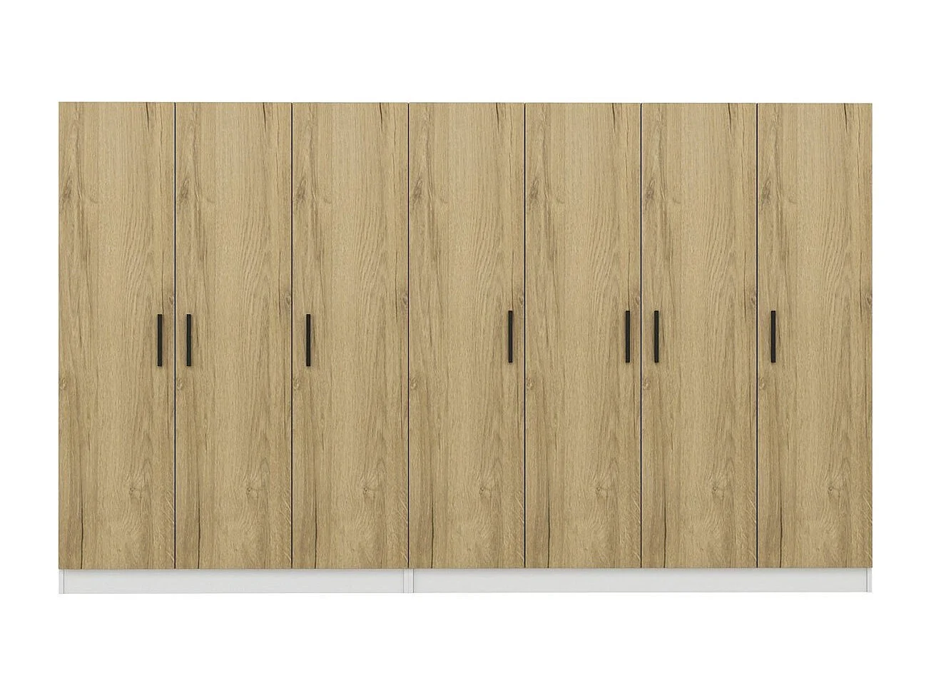 Guardaroba Kailua L166, Noce|Bianco, 190x315x52cm, Porte guardaroba: Con cerniere