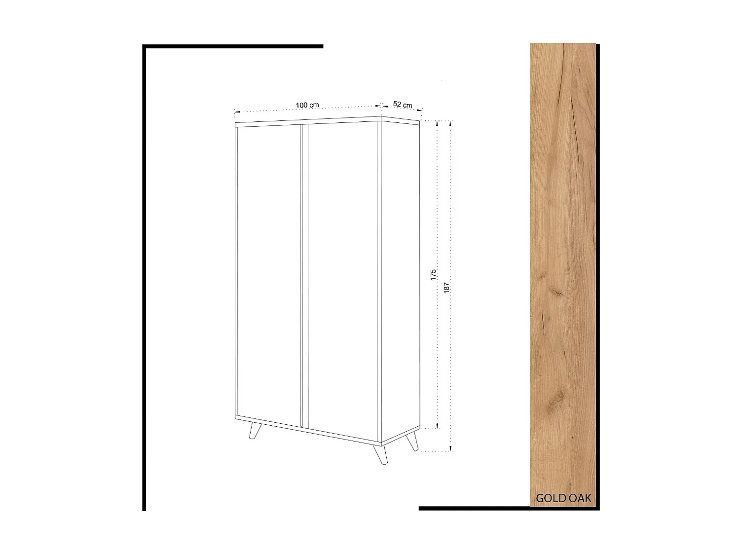 Armario Ajumma color roble Blanco 100x187x52 cm