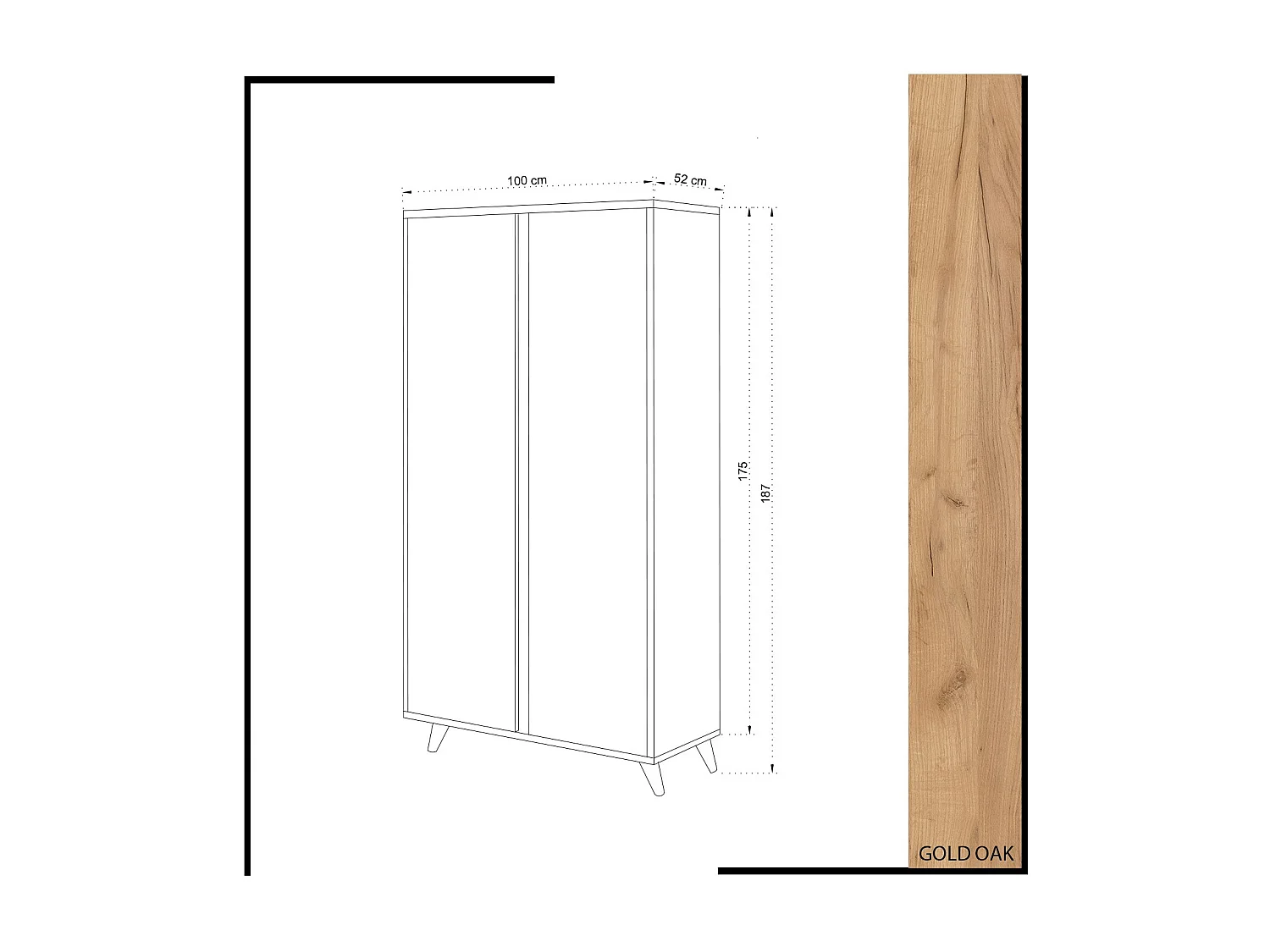 Armario Ajumma color roble Blanco 100x187x52 cm