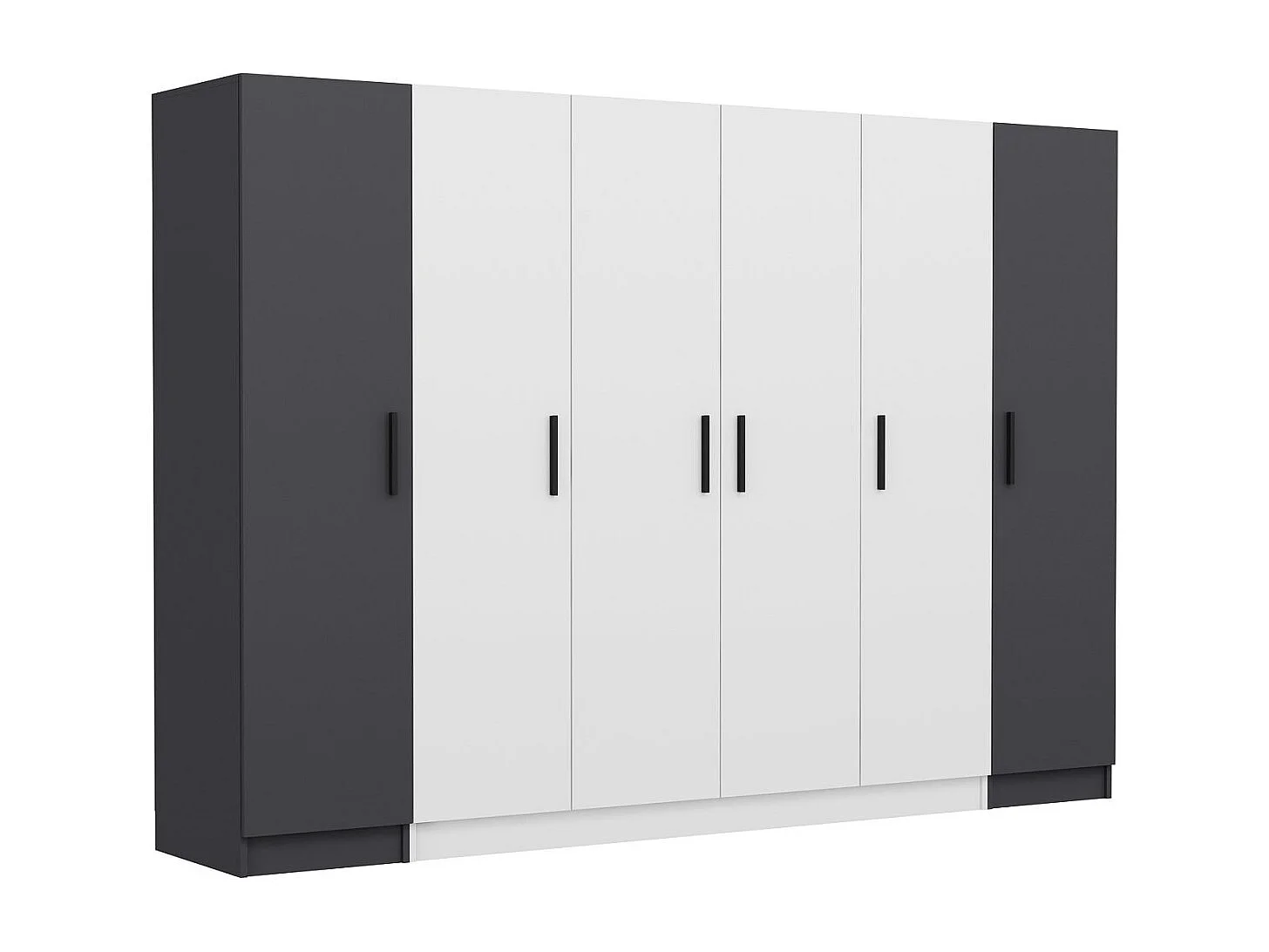 Guardaroba Kailua L309, Bianco|Antracite, 190x270x52cm, Porte guardaroba: Con cerniere