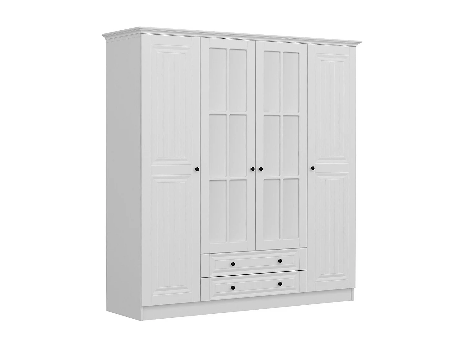 Guardaroba Kailua R117, Bianco, 210x180x52cm, Porte guardaroba: Con cerniere