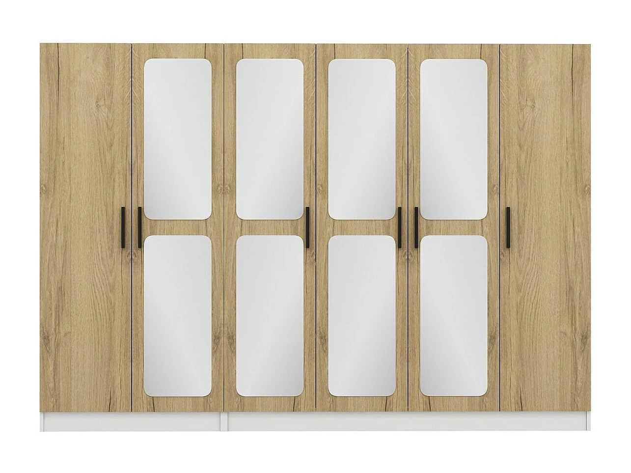 Guardaroba Kailua L316, Bianco|Noce, 210x225x52cm, Porte guardaroba: Con cerniere