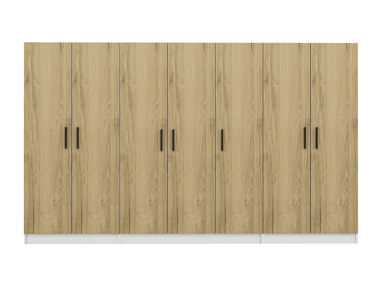 Guardaroba Kailua 1440, Noce|Bianco, 210x315x52cm, Porte guardaroba: Con cerniere