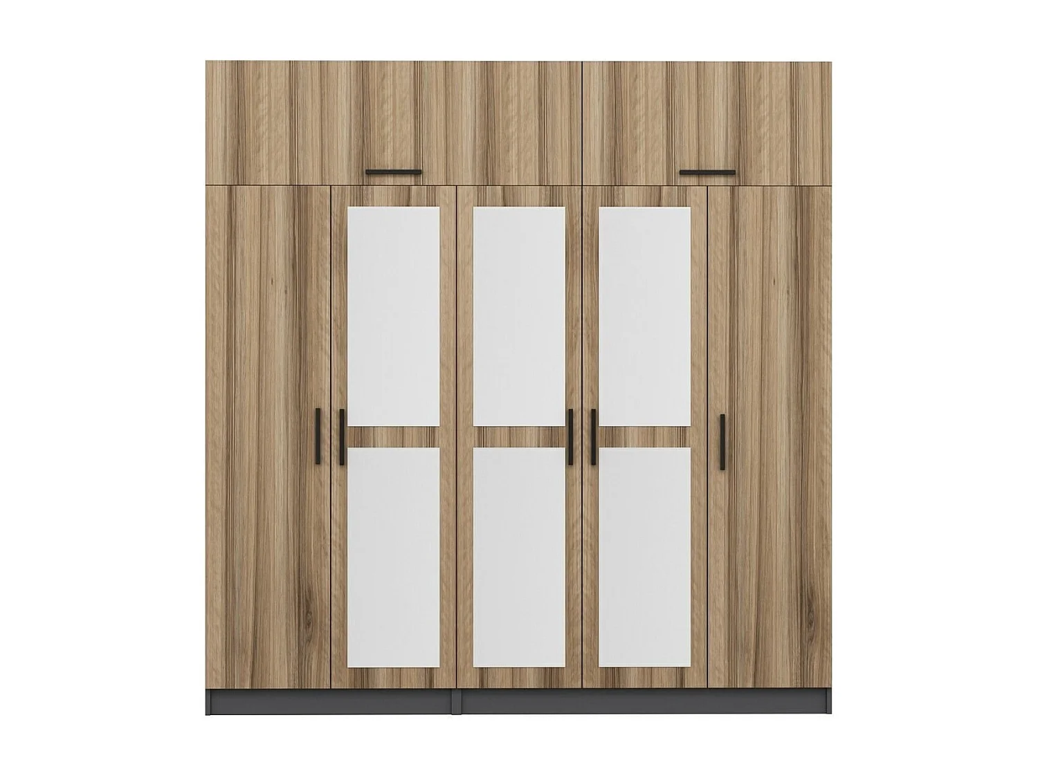 Guardaroba Kailua L260, Quercia|Antracite, 255x225x52cm, Porte guardaroba: Con cerniere