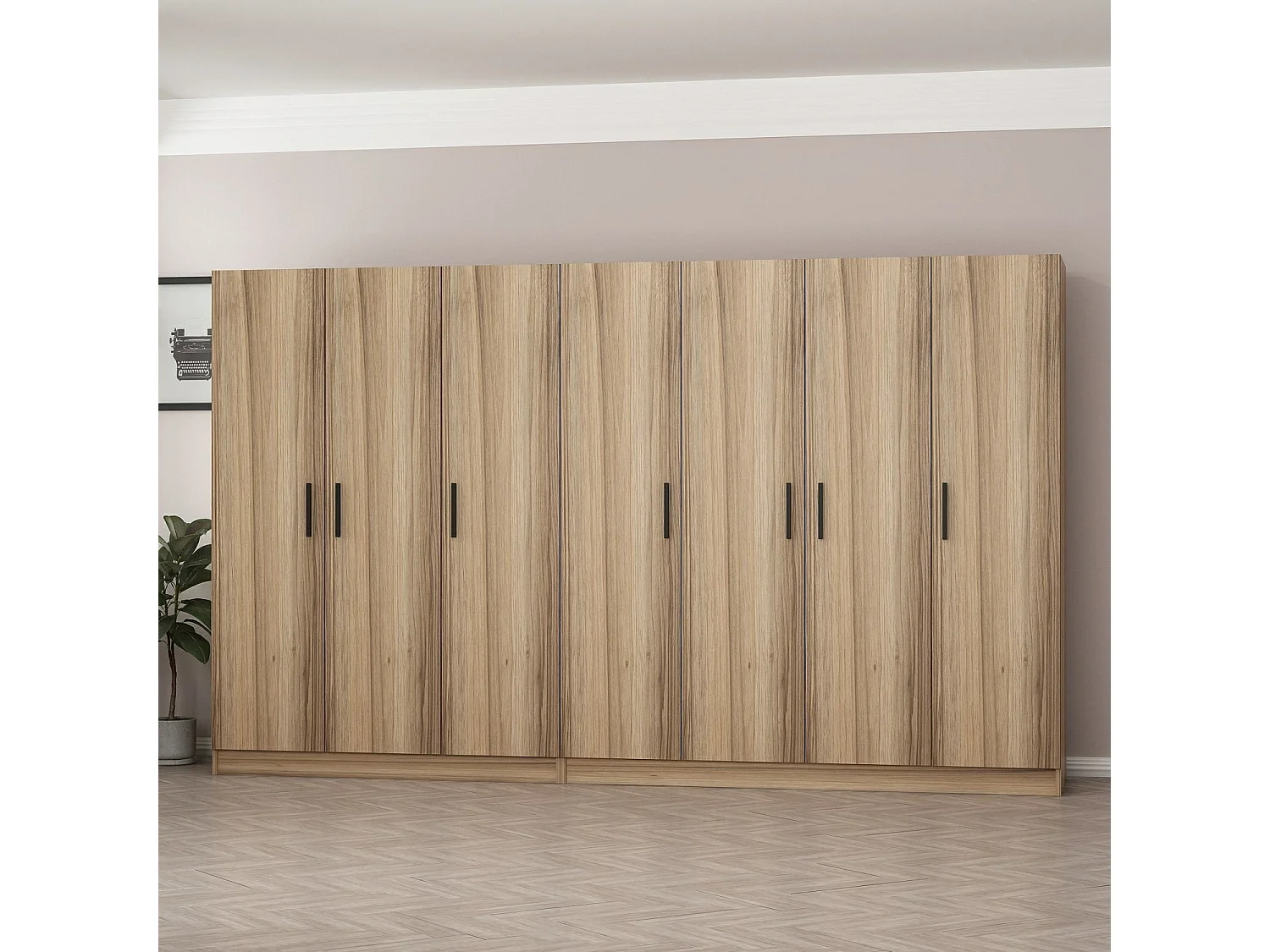 Guardaroba Kailua L156, Quercia, 190x315x52cm, Porte guardaroba: Con cerniere
