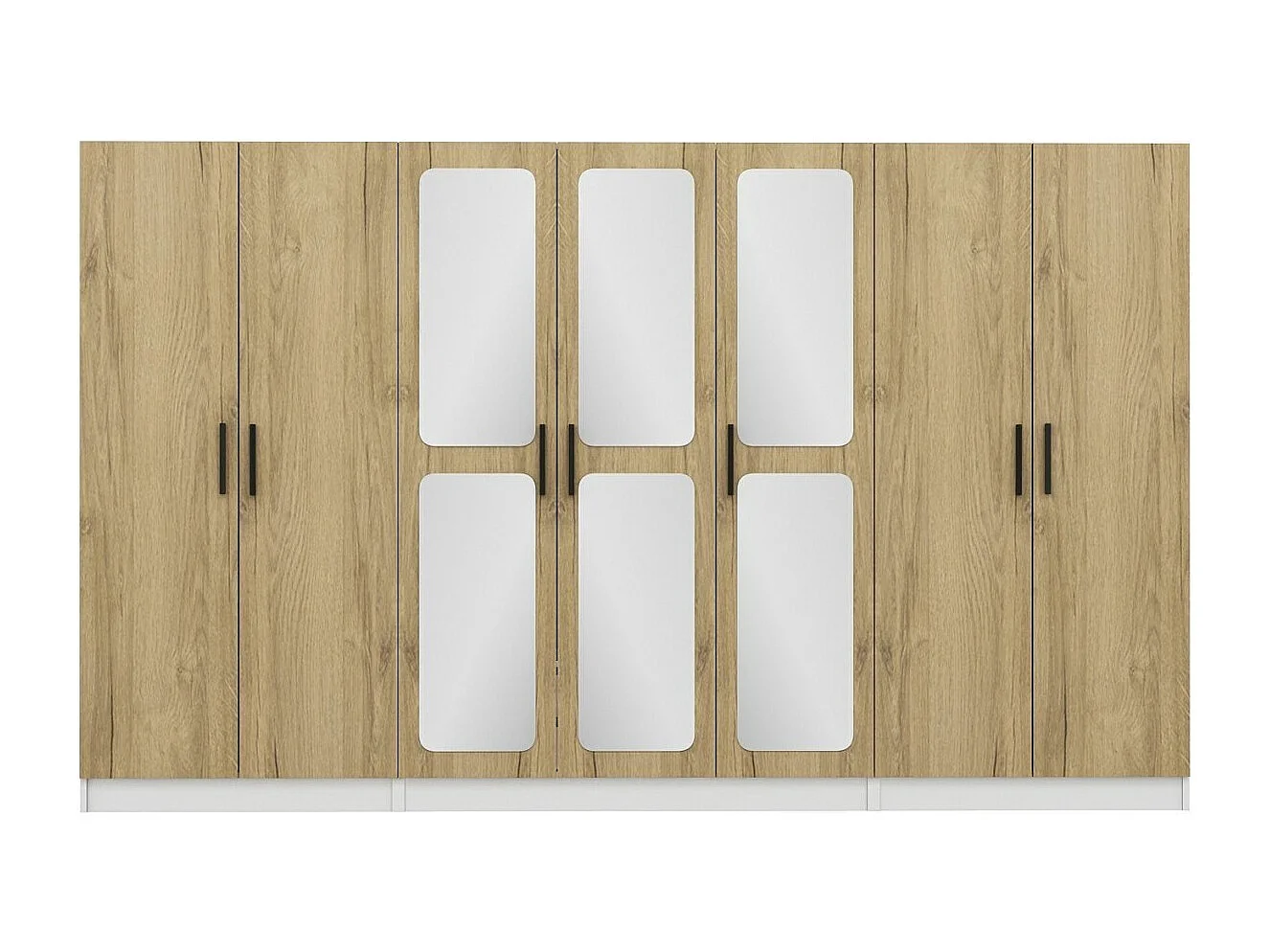 Guardaroba Kailua L270, Noce|Bianco, 210x315x52cm, Porte guardaroba: Con cerniere