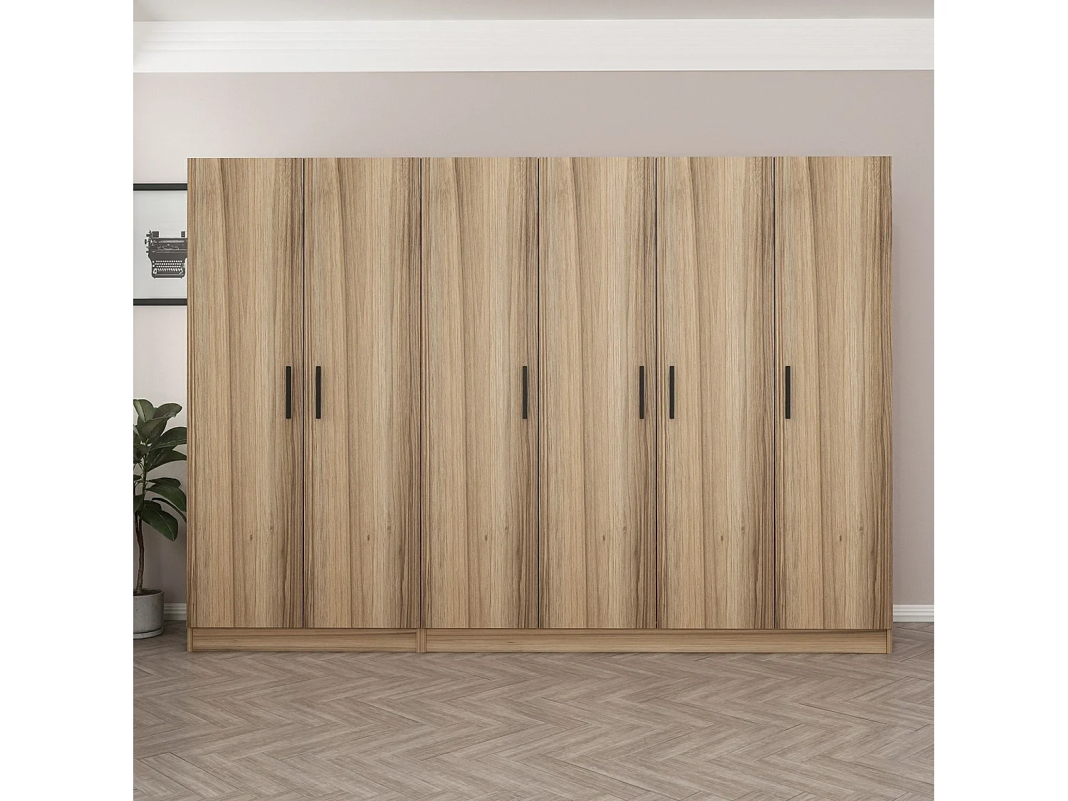 Guardaroba Kailua L161, Quercia, 190x270x52cm, Porte guardaroba: Con cerniere