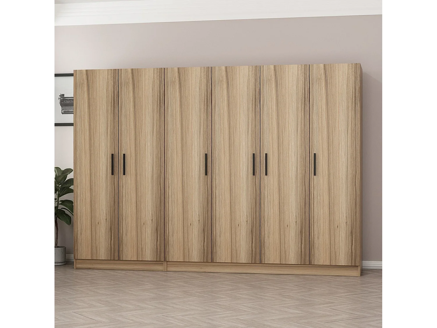 Guardaroba Kailua L161, Quercia, 190x270x52cm, Porte guardaroba: Con cerniere