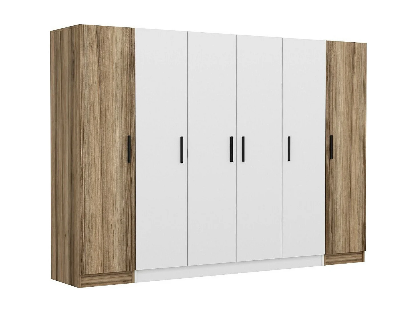 Guardaroba Kailua L309, Bianco|Quercia, 190x270x52cm, Porte guardaroba: Con cerniere