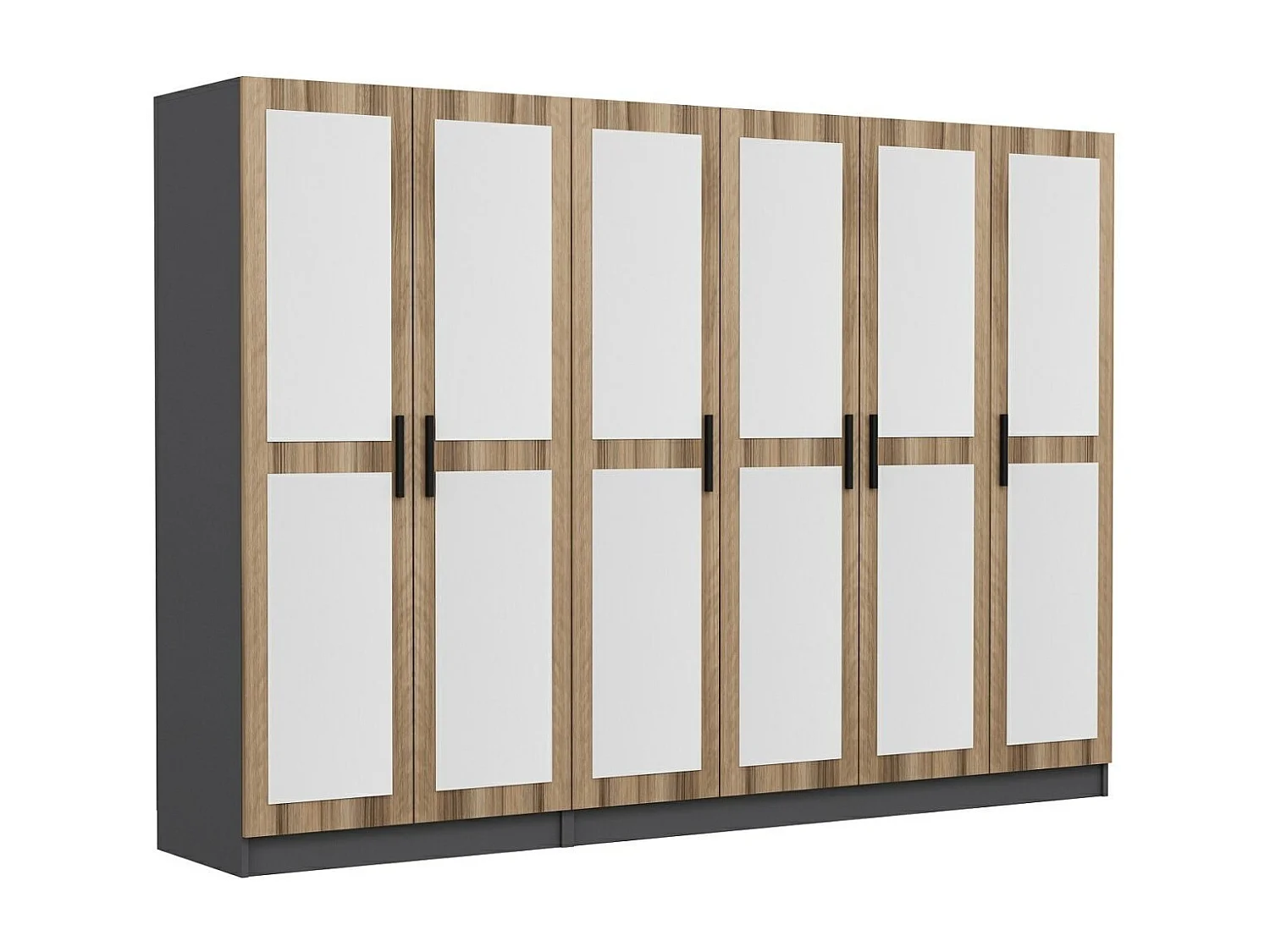 Guardaroba Kailua L318, Antracite|Quercia, 210x225x52cm, Porte guardaroba: Con cerniere