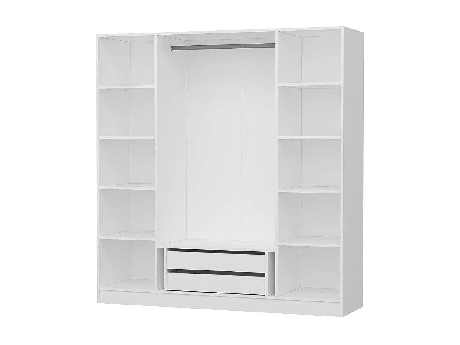 Guardaroba Kailua R116, Bianco, 190x180x52cm, Porte guardaroba: Con cerniere