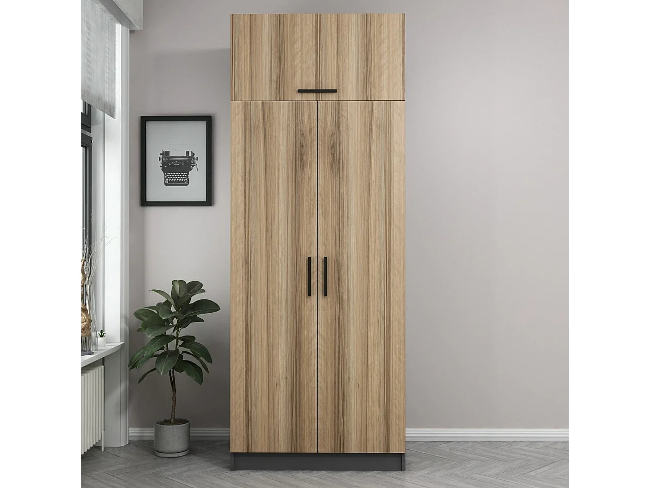 Armario Kale-2232 color roble 90x255x52 cm