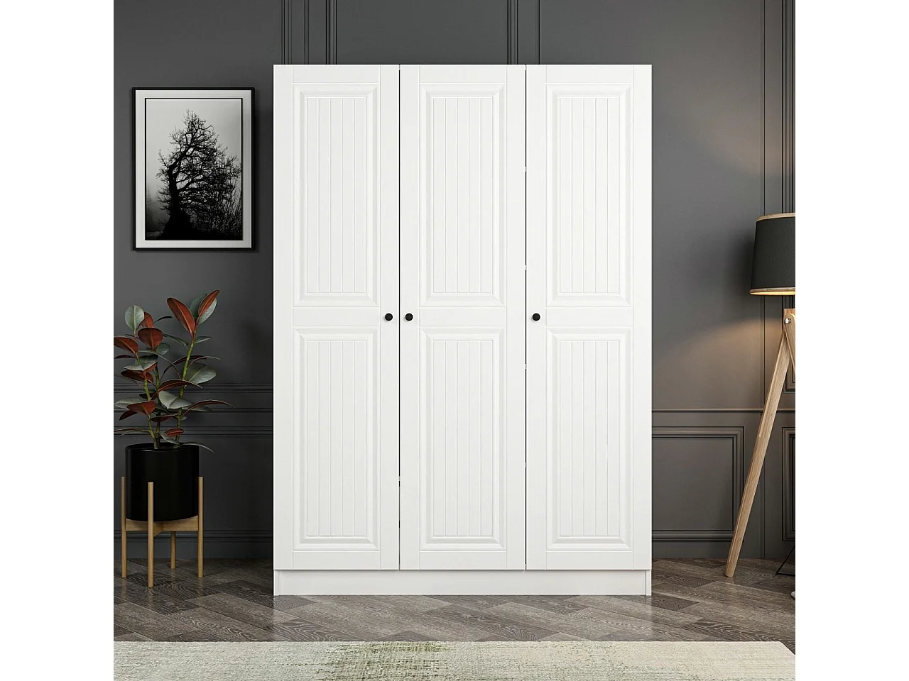Guardaroba Kailua R108, Bianco, 190x135x52cm, Porte guardaroba: Con cerniere