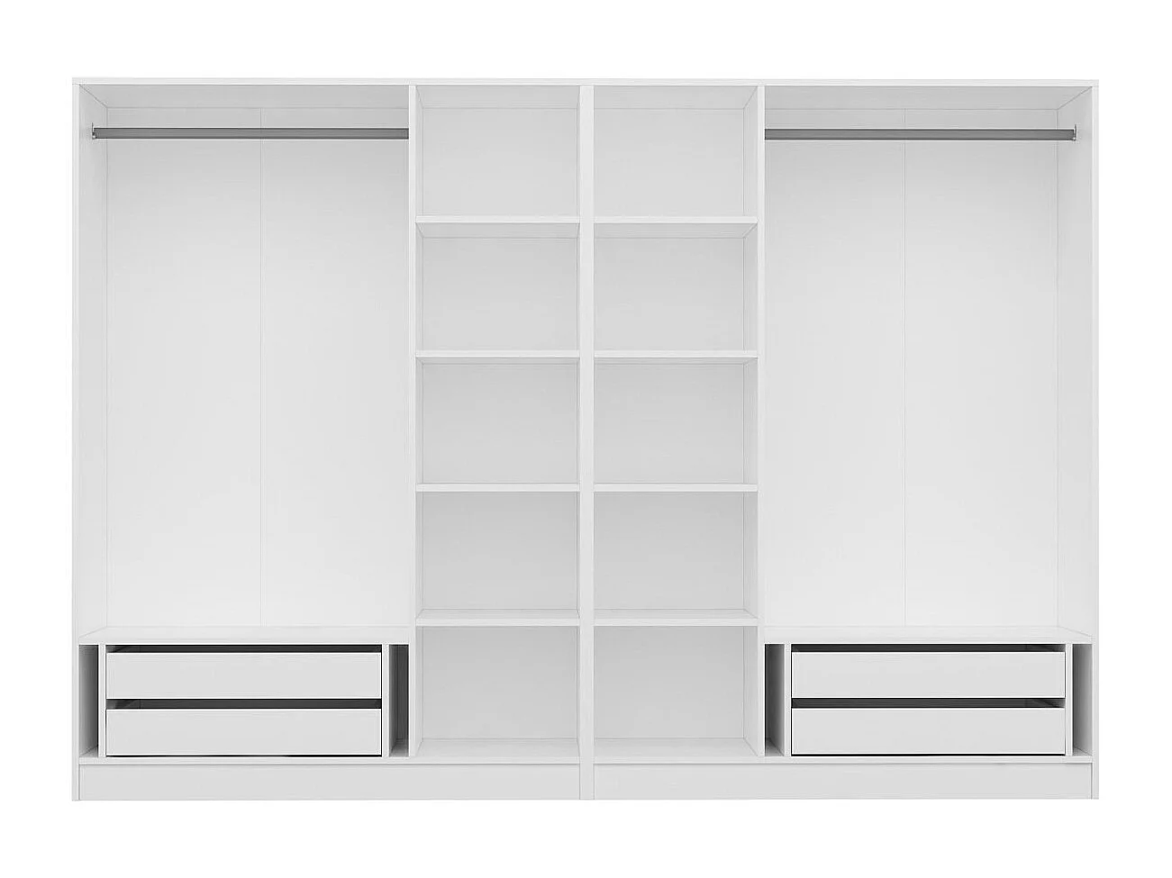 Guardaroba Kailua L167, Bianco, 210x270x52cm, Porte guardaroba: Con cerniere