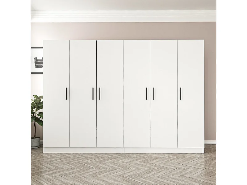 Guardaroba Kailua L167, Bianco, 210x270x52cm, Porte guardaroba: Con cerniere