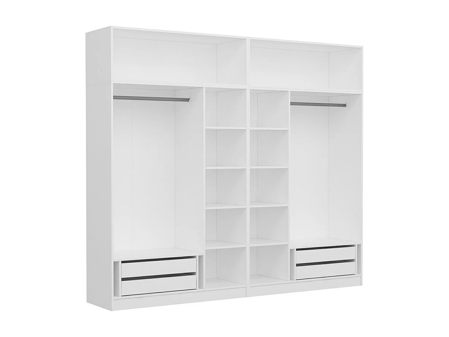 Guardaroba Kailua N125, Bianco, 255x270x52cm, Porte guardaroba: Con cerniere