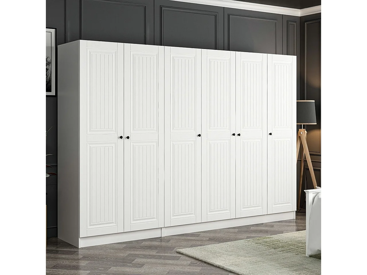 Guardaroba Kailua R128, Bianco, 190x270x52cm, Porte guardaroba: Con cerniere