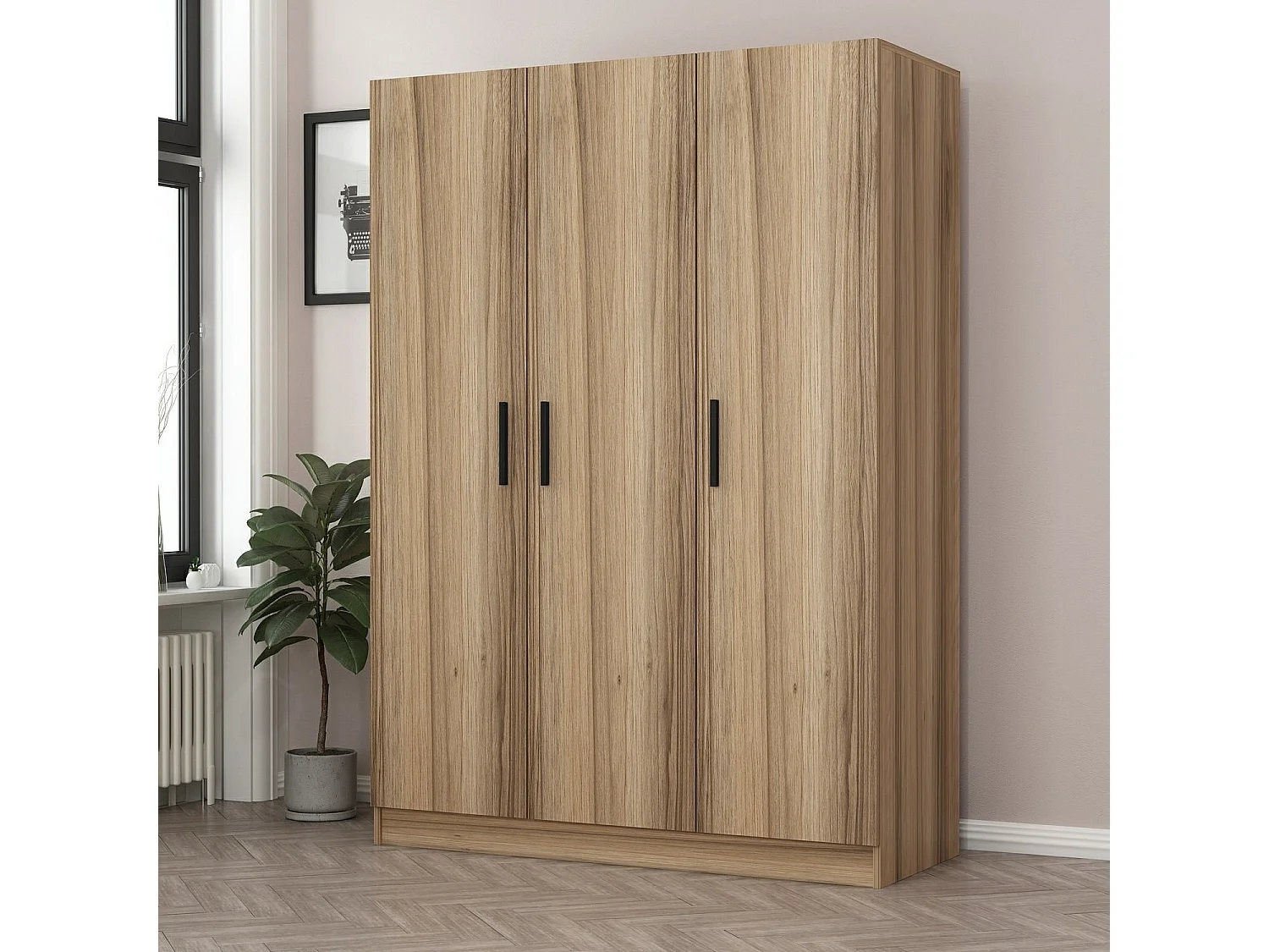 Guardaroba Kailua 876, Quercia, 210x135x52cm, Porte guardaroba: Con cerniere