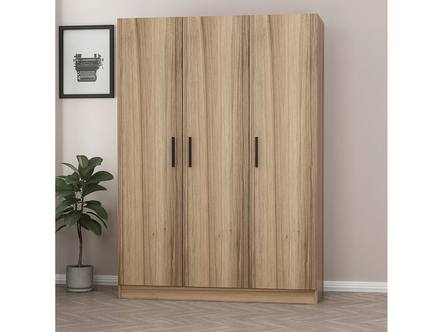 Guardaroba Kailua 876, Quercia, 210x135x52cm, Porte guardaroba: Con cerniere