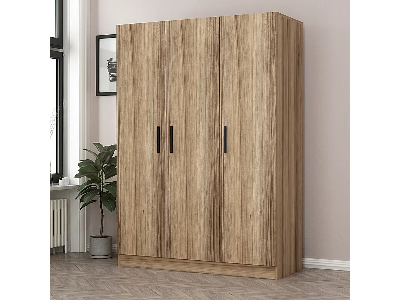 Guardaroba Kailua 876, Quercia, 210x135x52cm, Porte guardaroba: Con cerniere