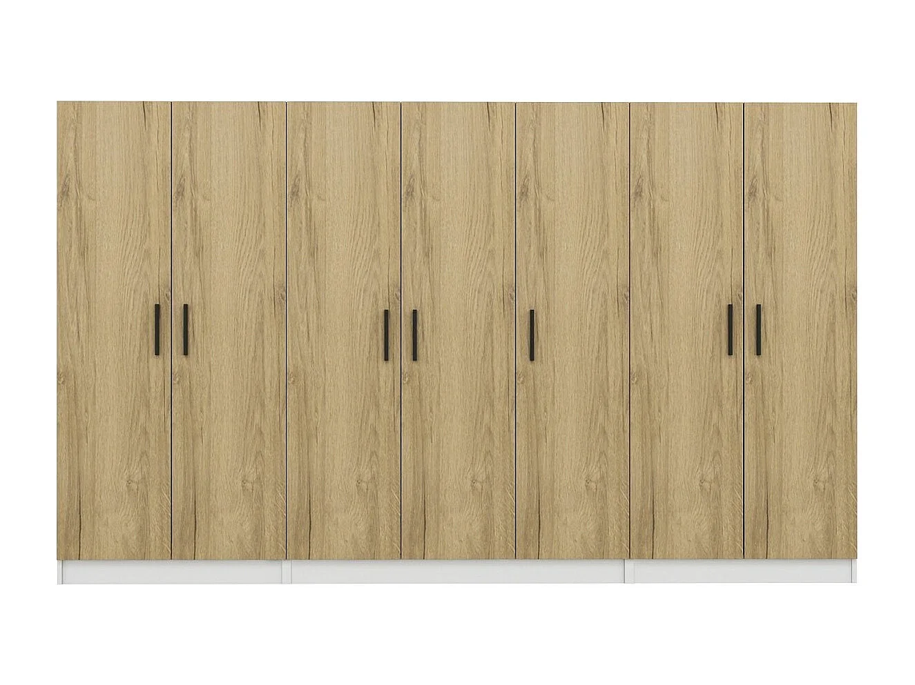 Guardaroba Kailua L165, Noce|Bianco, 190x315x52cm, Porte guardaroba: Con cerniere