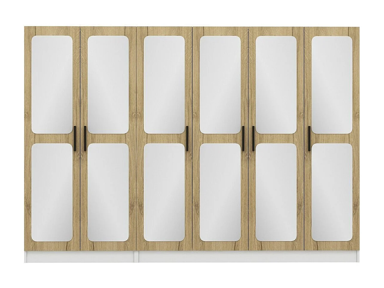 Guardaroba Kailua L318, Bianco|Noce, 210x225x52cm, Porte guardaroba: Con cerniere