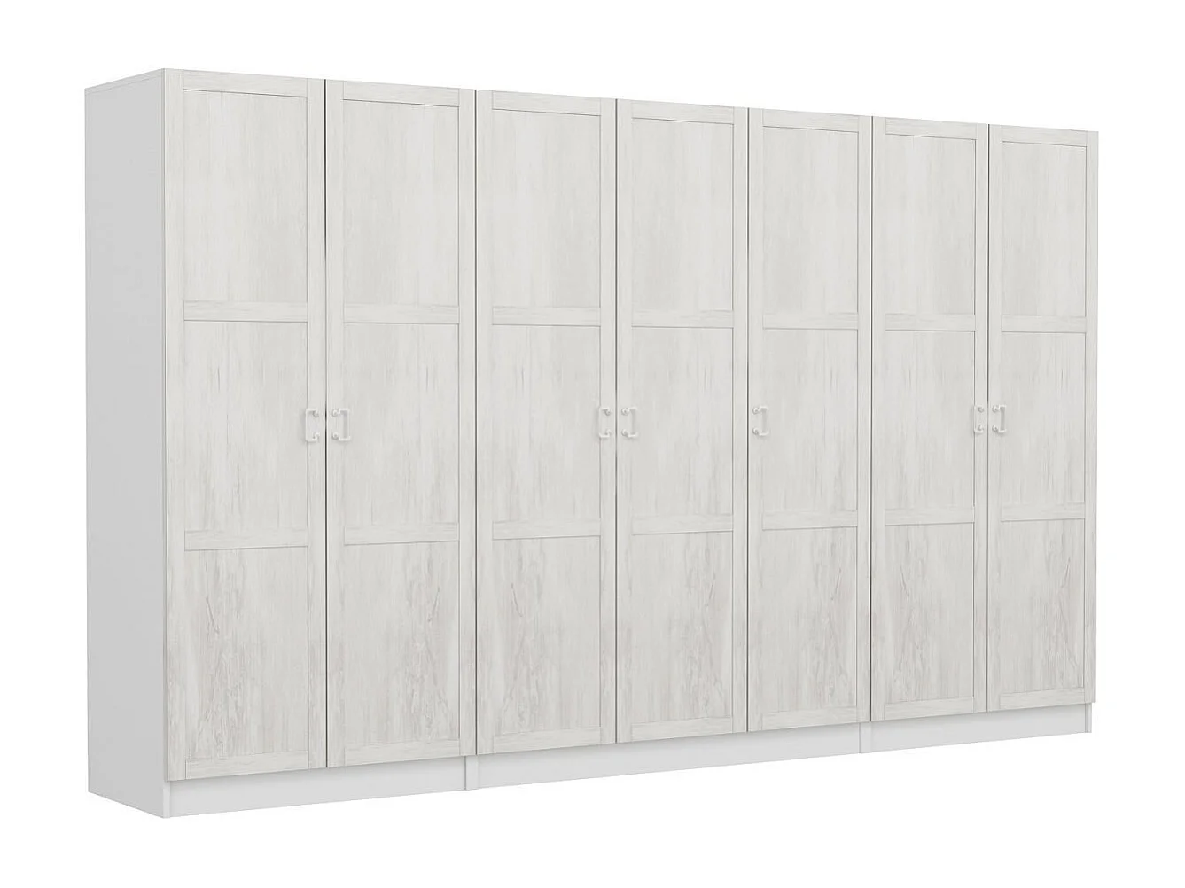 Guardaroba Kailua L332, Rovere sbiancato, 210x315x52cm, Porte guardaroba: Con cerniere