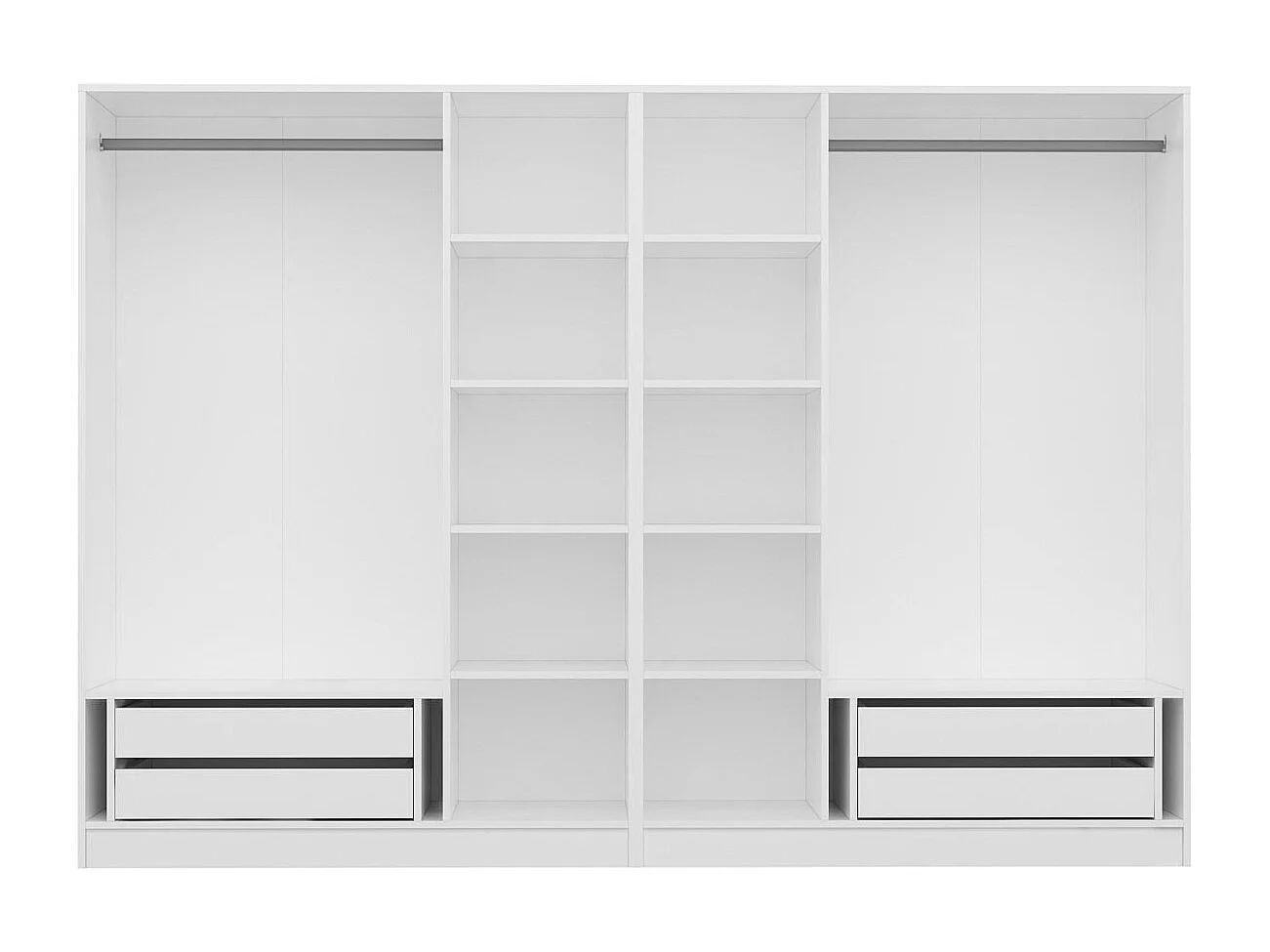 Guardaroba Kailua L163, Bianco, 190x270x52cm, Porte guardaroba: Con cerniere