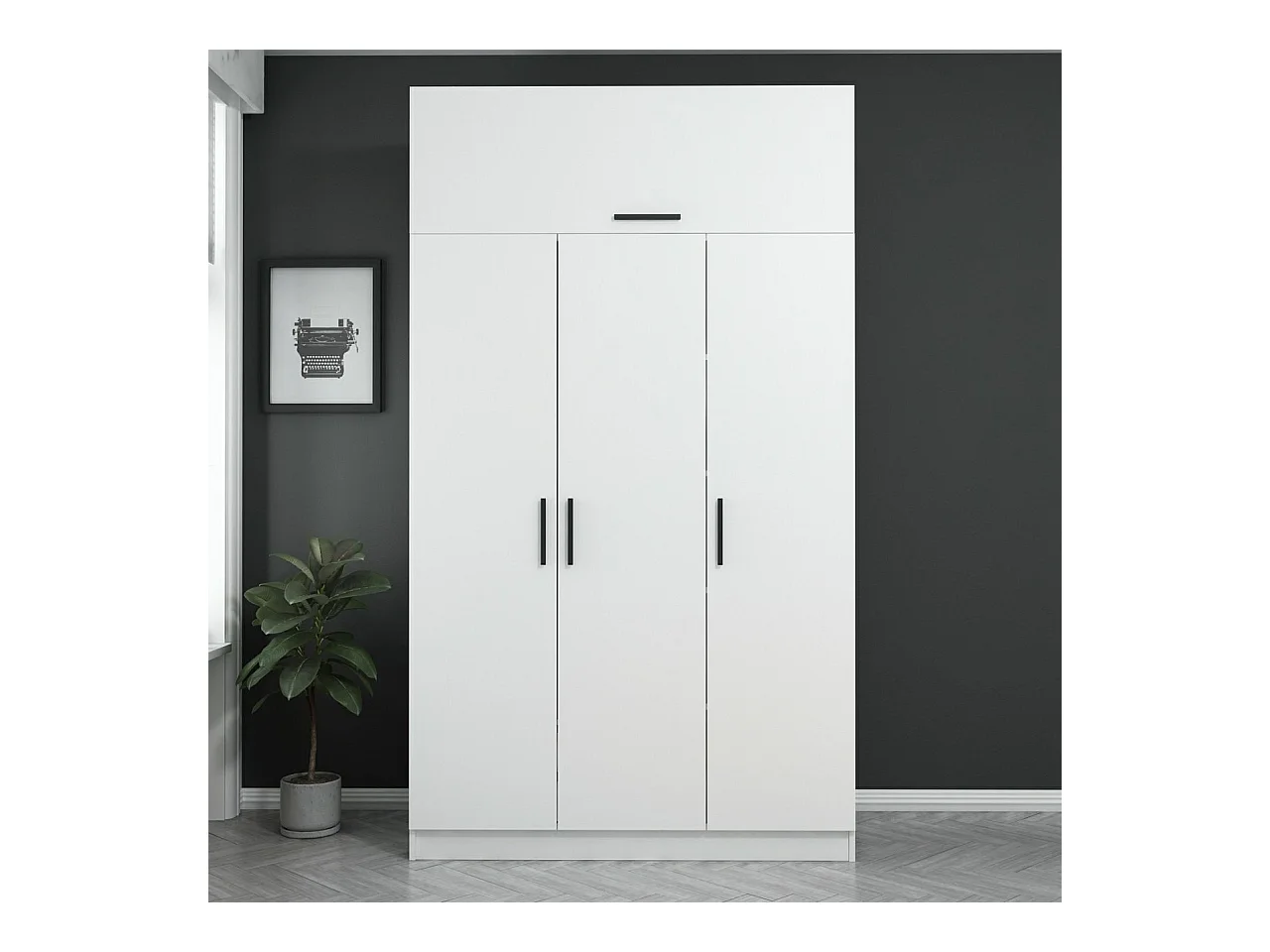 Armario Kale 3 Kapak 235 blanco 135x235x52 cm