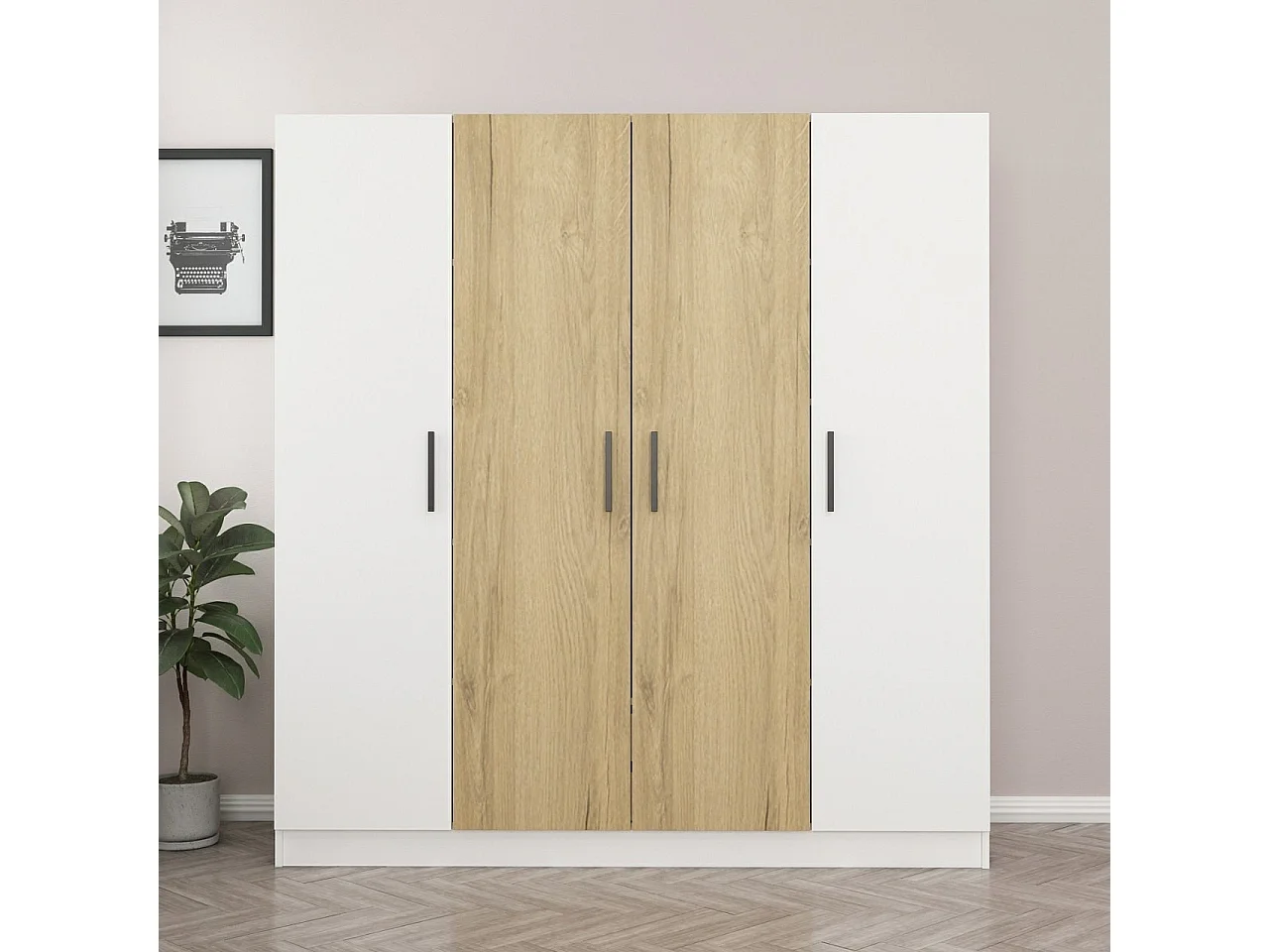 Armario Kale-3109 blanco color nogal 180x190x52 cm