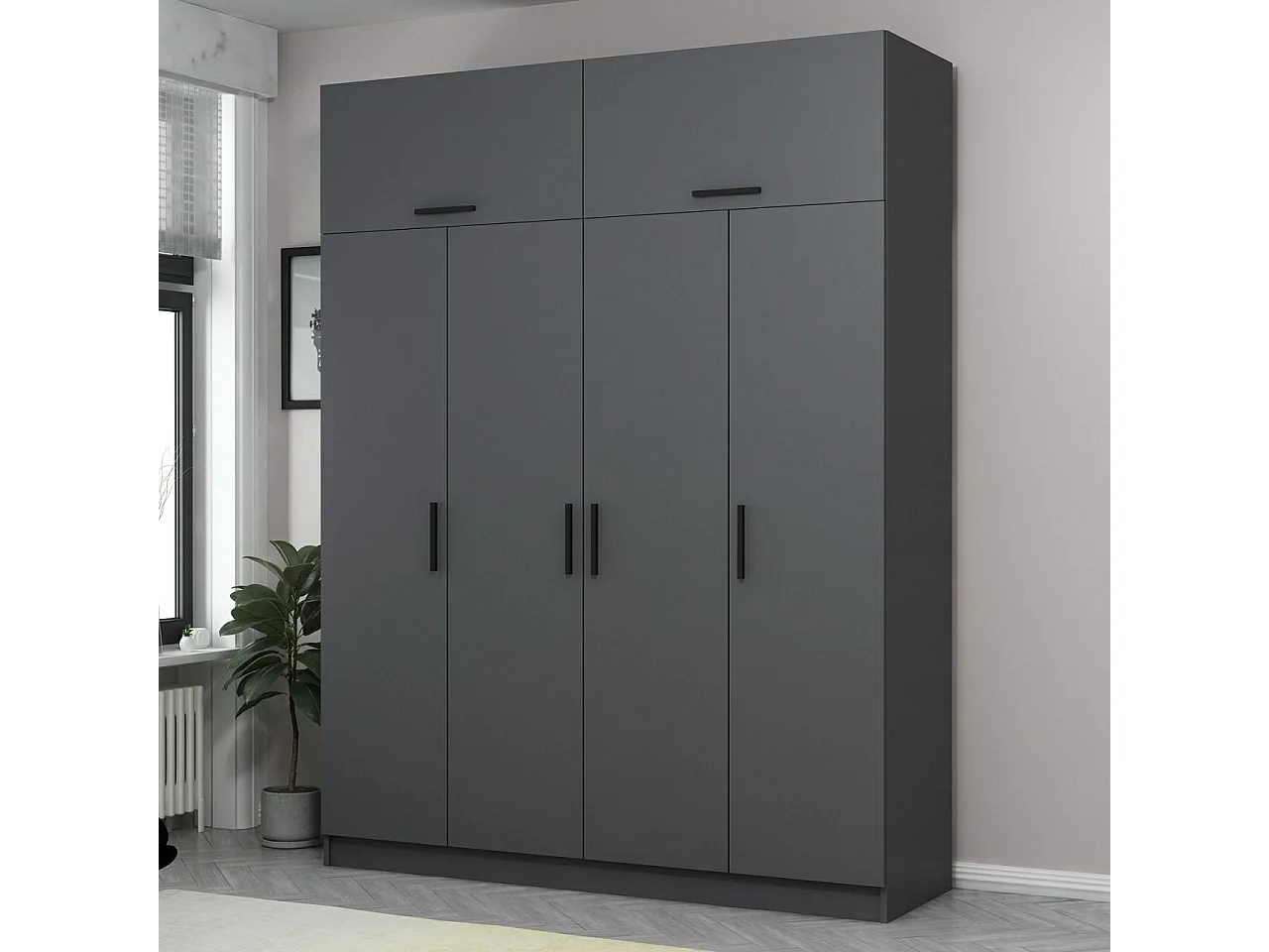 Armario Kale-5264 antracita 180x255x52 cm