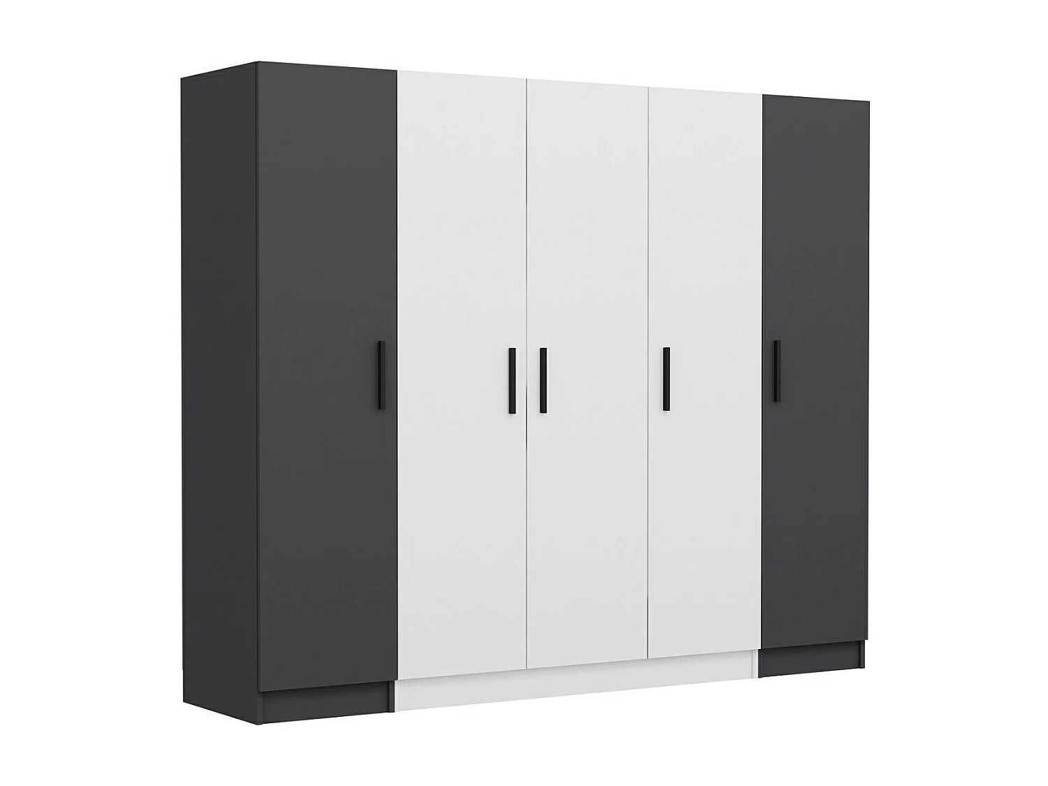 Guardaroba Kailua L250, Antracite|Bianco, 190x225x52cm, Porte guardaroba: Con cerniere