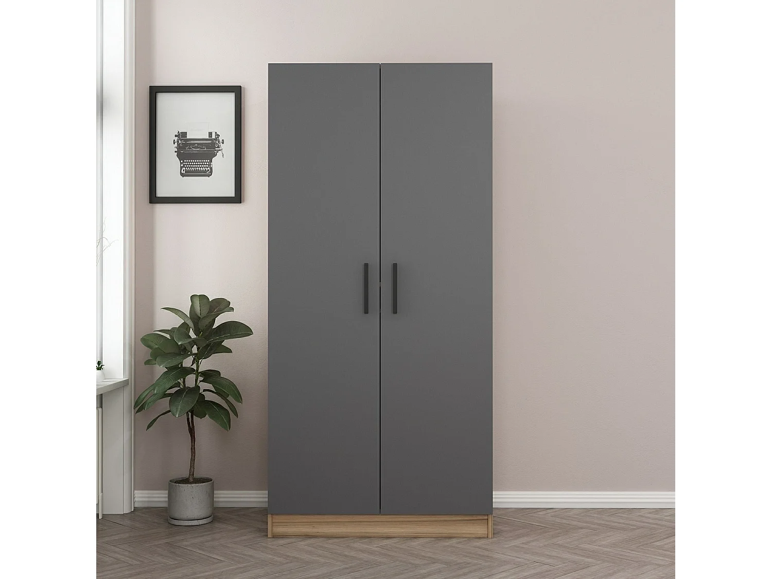 Armario Kale-210 color roble antracita 90x210x52 cm