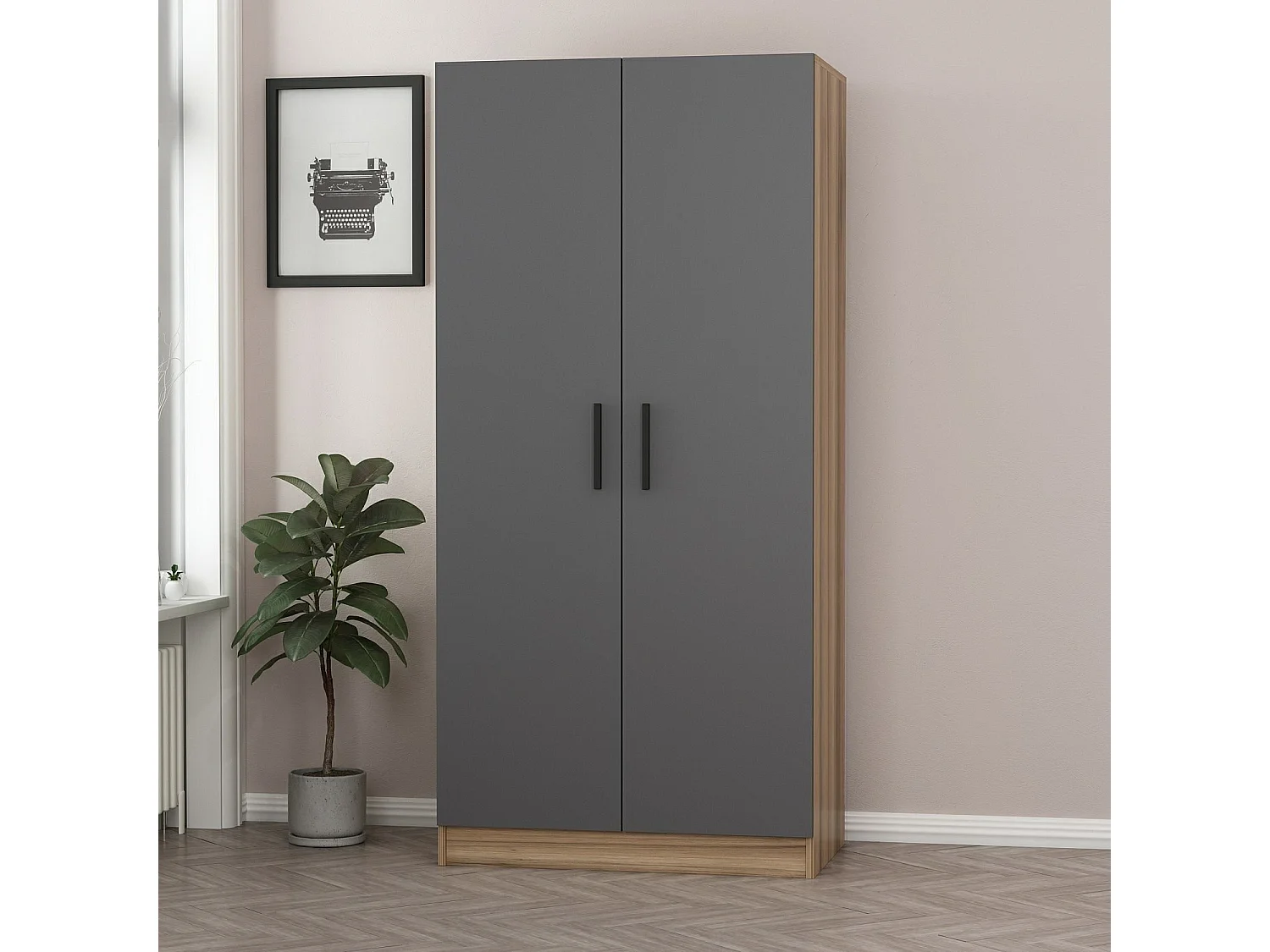 Armario Kale-210 color roble antracita 90x210x52 cm