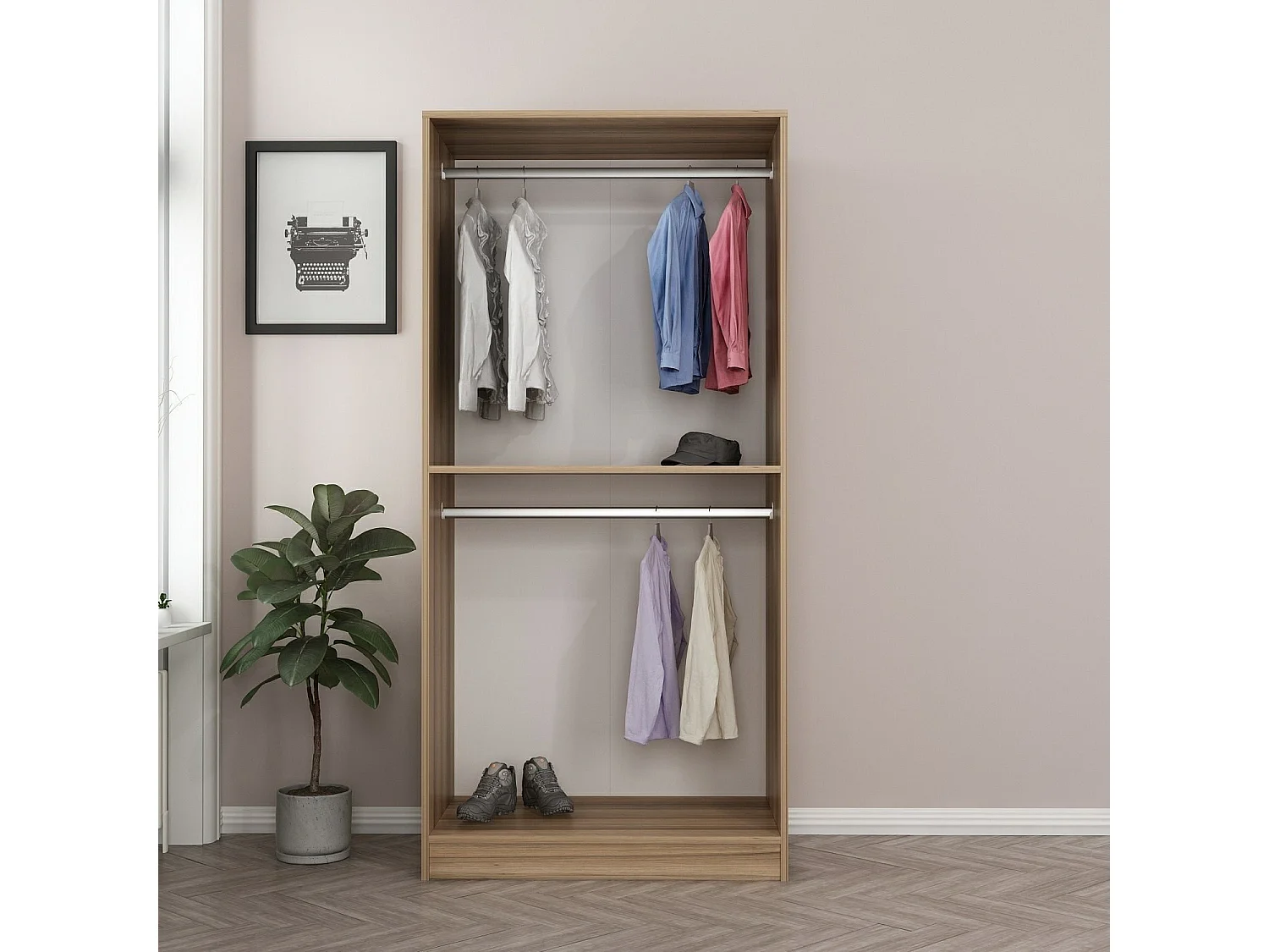 Armario Kale-210 color roble antracita 90x210x52 cm