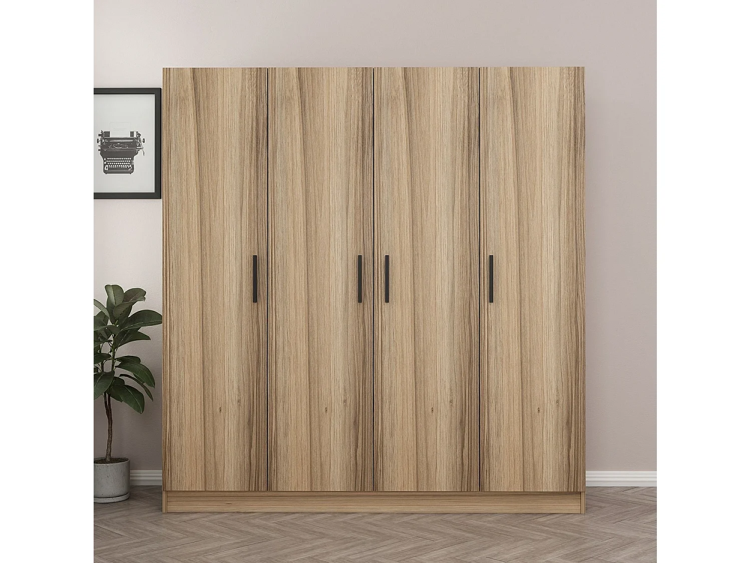 Guardaroba Kailua 928, Quercia, 210x180x52cm, Porte guardaroba: Con cerniere