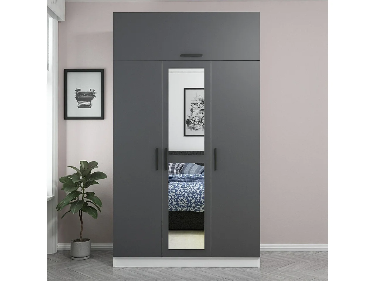 Armario Minar 3-255 antracita blanco 135x255x52 cm