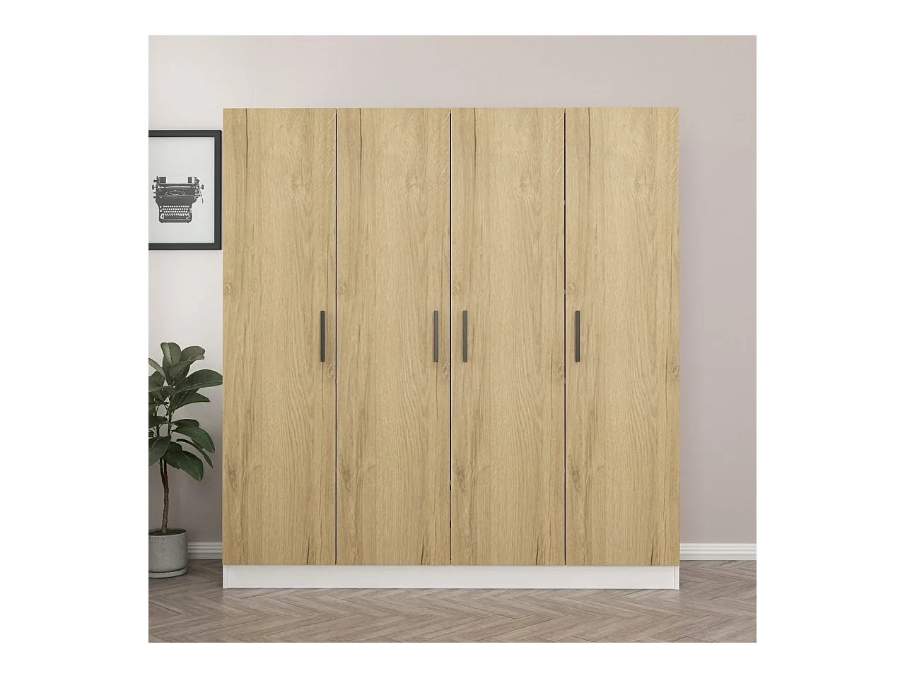 Armario Kale-3858 blanco color nogal 180x210x52 cm