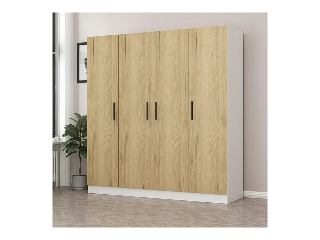 Armario Kale-3858 blanco color nogal 180x210x52 cm