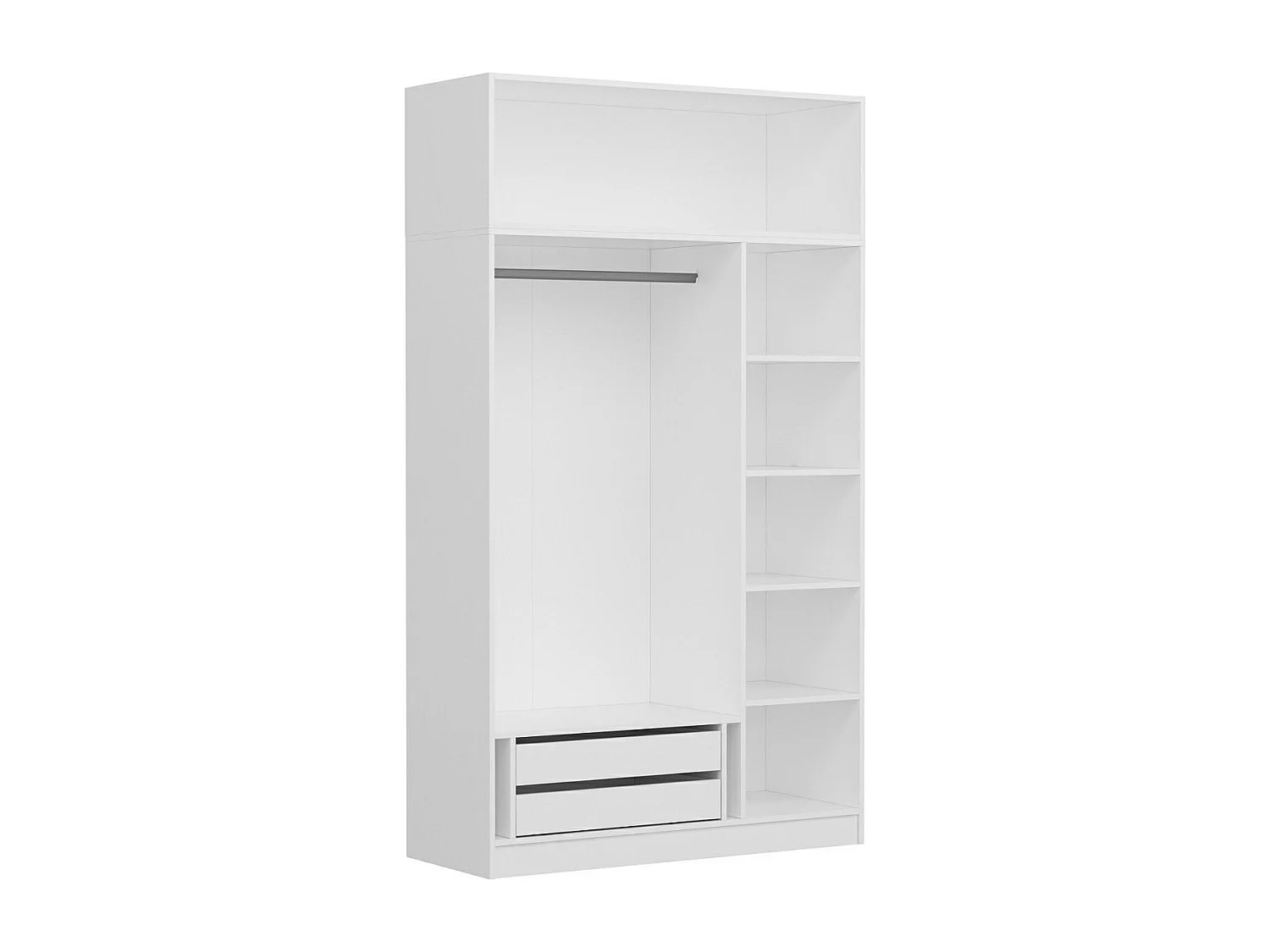 Guardaroba Kailua N113, Bianco, 255x135x52cm, Porte guardaroba: Con cerniere