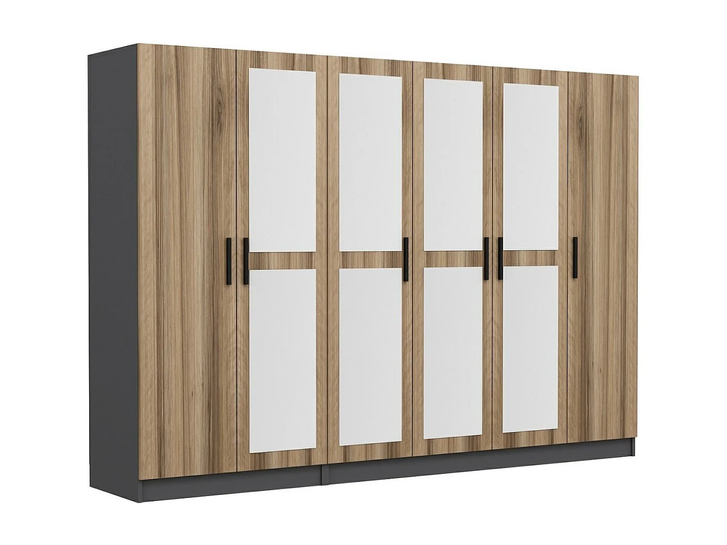 Guardaroba Kailua L315, Antracite|Quercia, 190x225x52cm, Porte guardaroba: Con cerniere