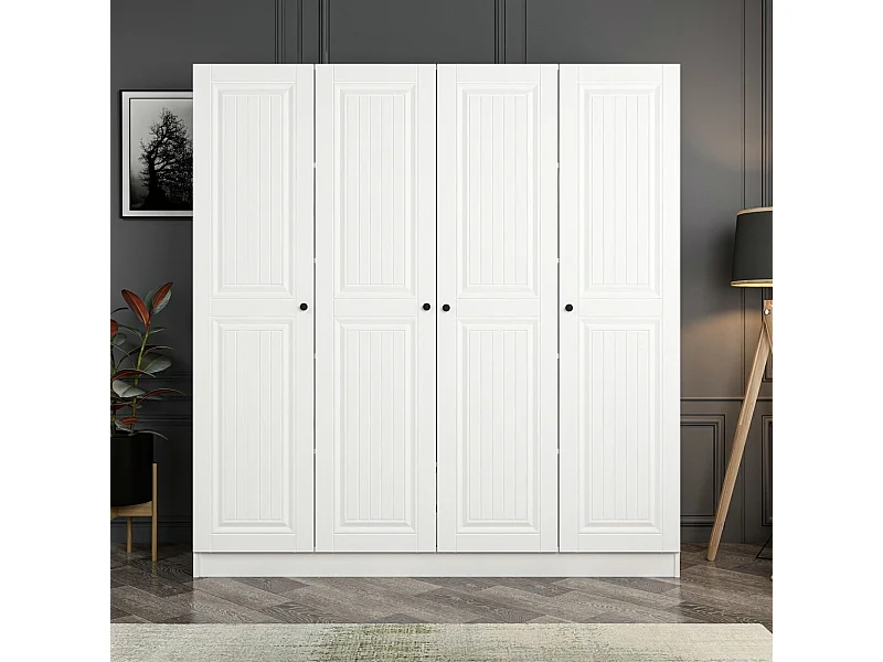 Guardaroba Kailua R112, Bianco, 190x180x52cm, Porte guardaroba: Con cerniere