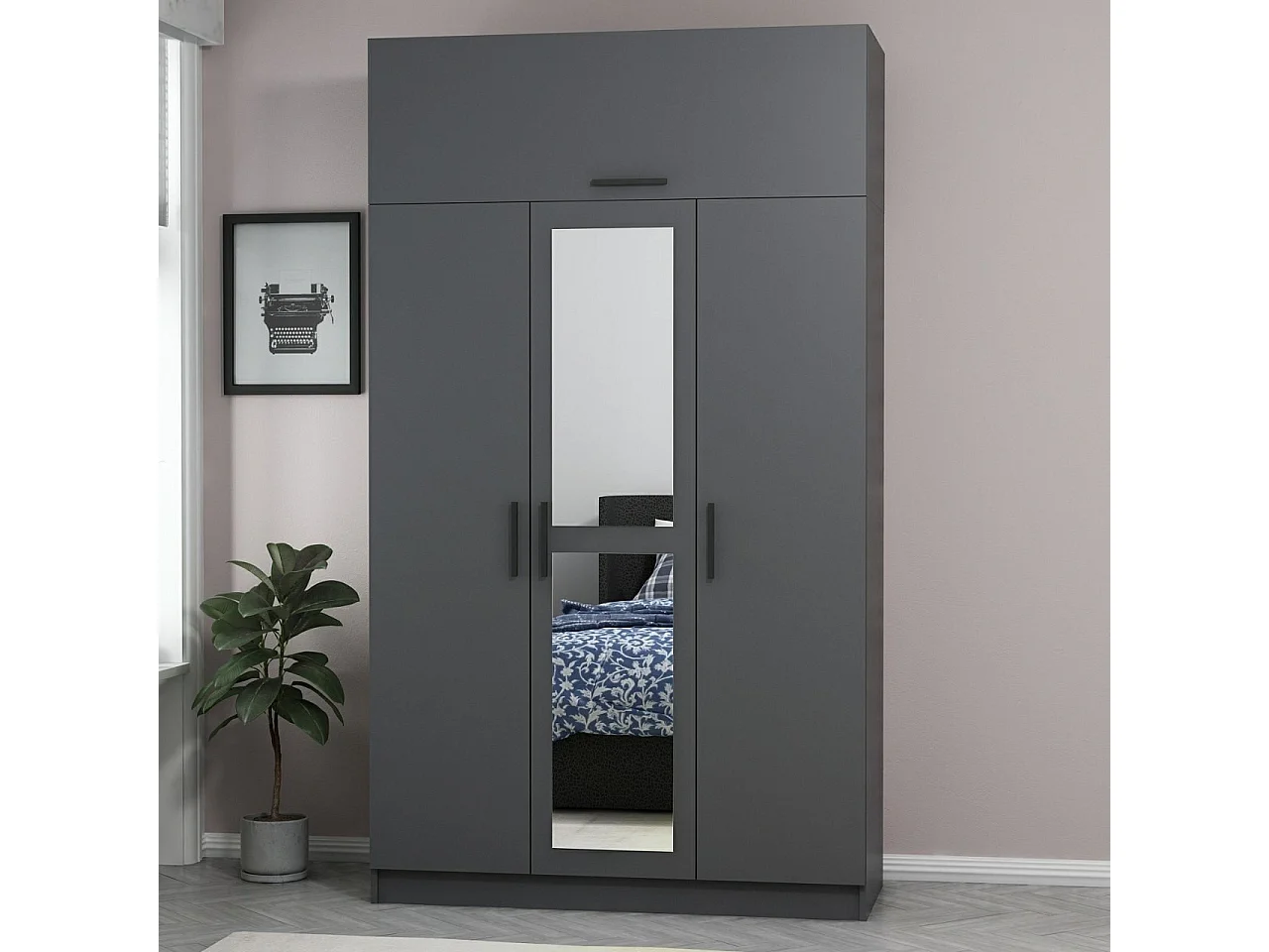 Armario Minar 3-235 antracita 135x235x52 cm