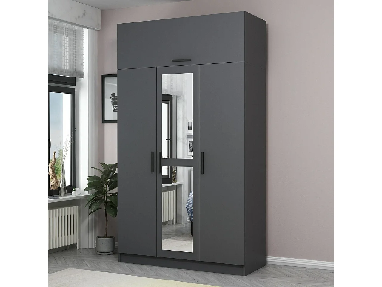 Armario Minar 3-235 antracita 135x235x52 cm